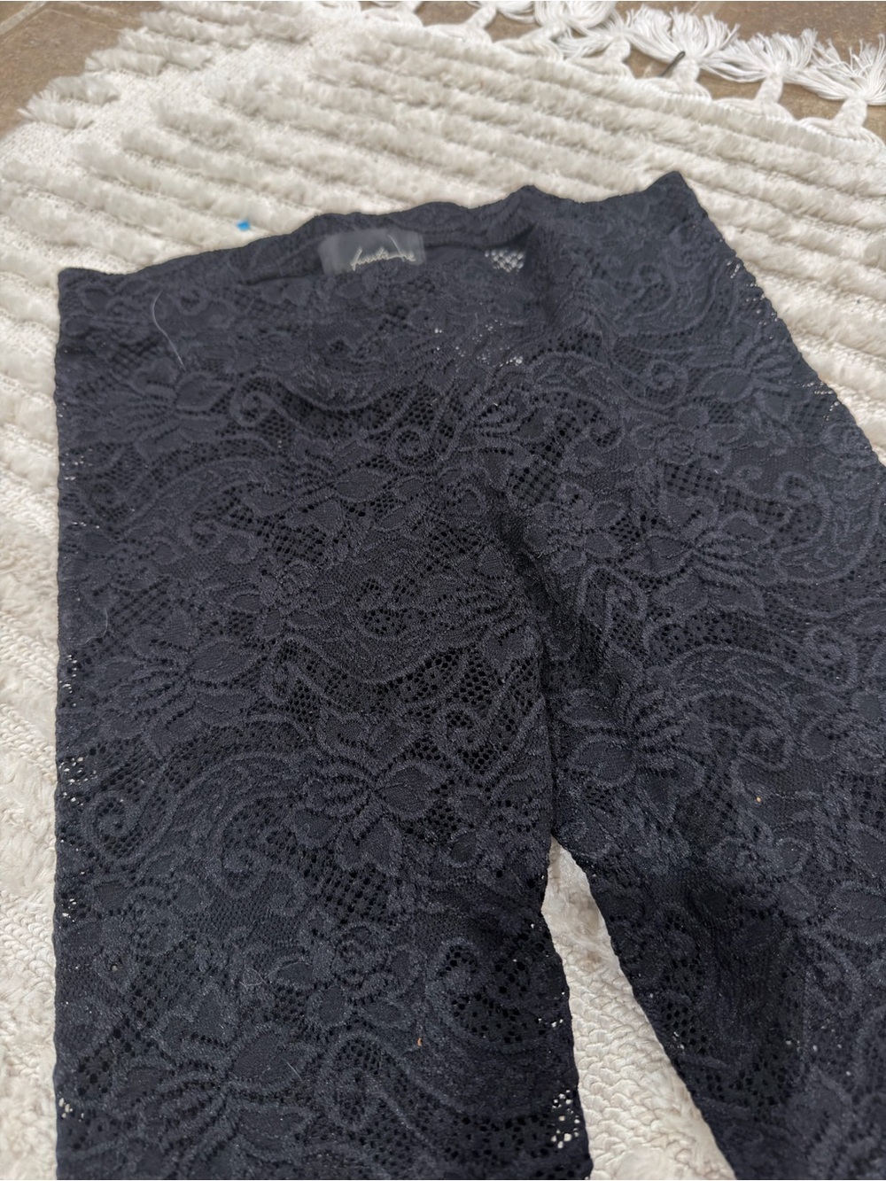 Forever 21 Black Lace Leggings with Floral Knit